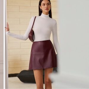 Slim Faux Leather Mini Skirt Burgundy